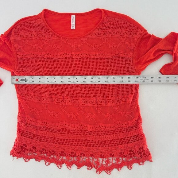 Xhilaration Women's Lace Orange/Red Lace Front Blouse Size M Boho Preppy - Picture 10 of 10